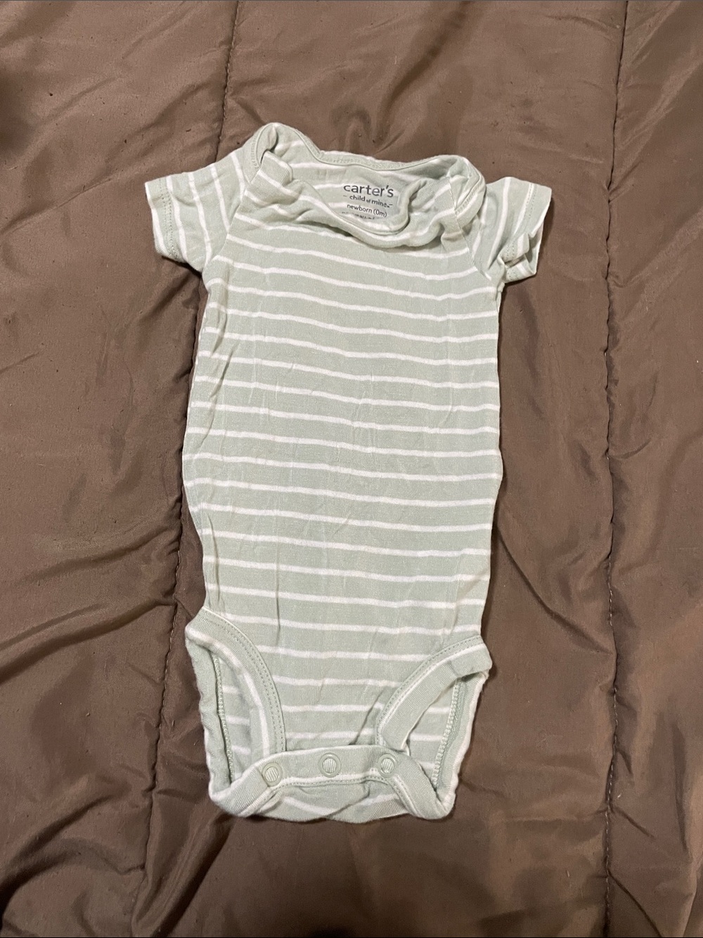 Carter's Sage Green and White Striped Baby Bodysuit
